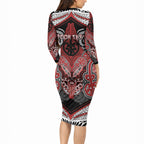Aotearoa Iwi Te Ati Awa Personalised Long Sleeve Bodycon Dress Maori Kowhaiwhai Pattern