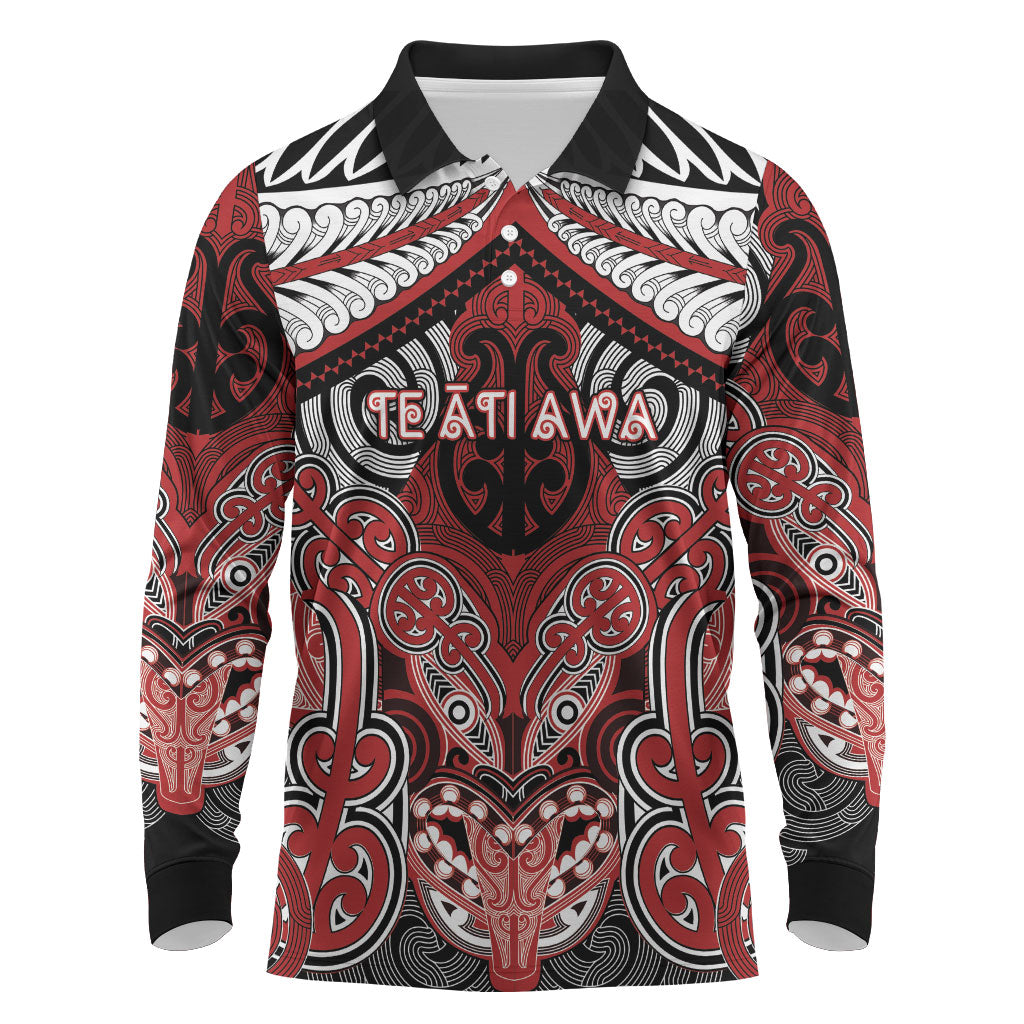 Aotearoa Iwi Te Ati Awa Personalised Long Sleeve Polo Shirt Maori Kowhaiwhai Pattern