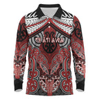 Aotearoa Iwi Te Ati Awa Personalised Long Sleeve Polo Shirt Maori Kowhaiwhai Pattern