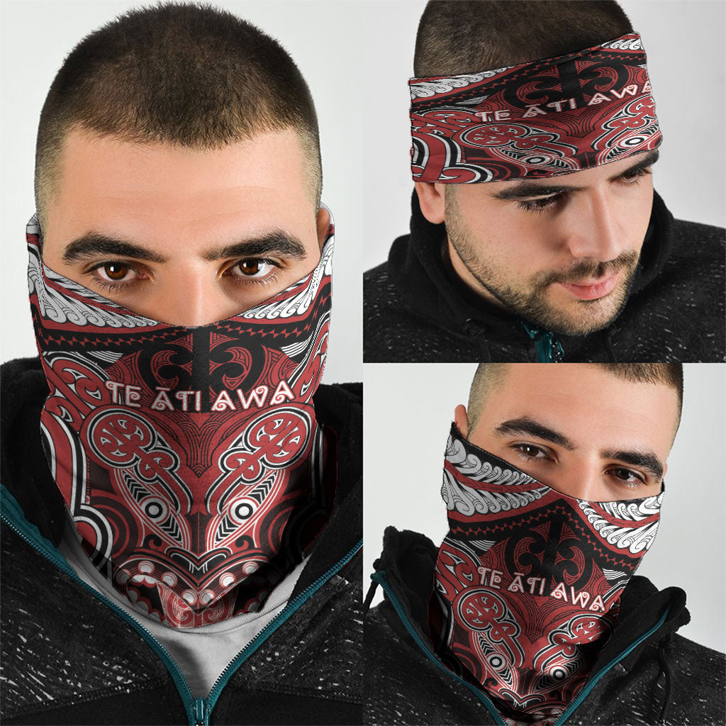Aotearoa Iwi Te Ati Awa Neck Gaiter Maori Kowhaiwhai Pattern