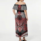 Aotearoa Iwi Te Ati Awa Personalised Off Shoulder Maxi Dress Maori Kowhaiwhai Pattern