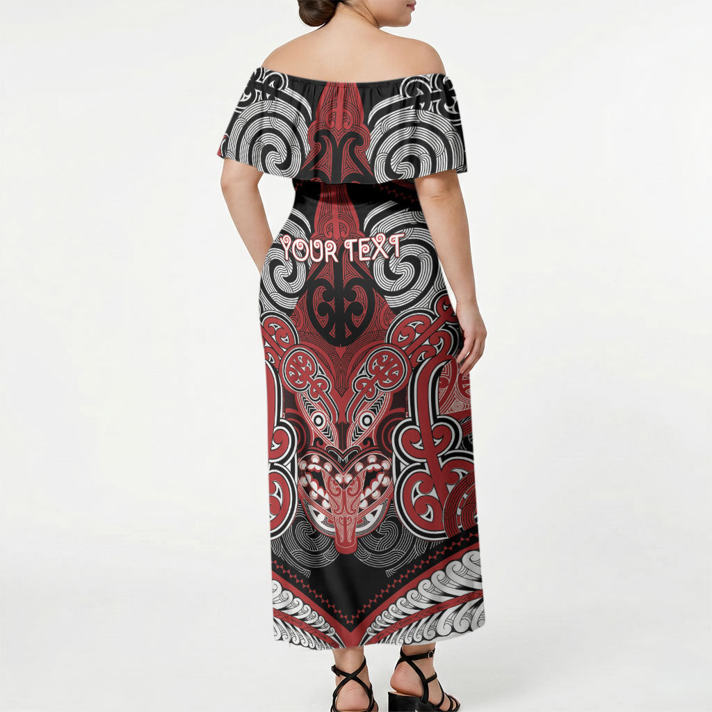 Aotearoa Iwi Te Ati Awa Personalised Off Shoulder Maxi Dress Maori Kowhaiwhai Pattern
