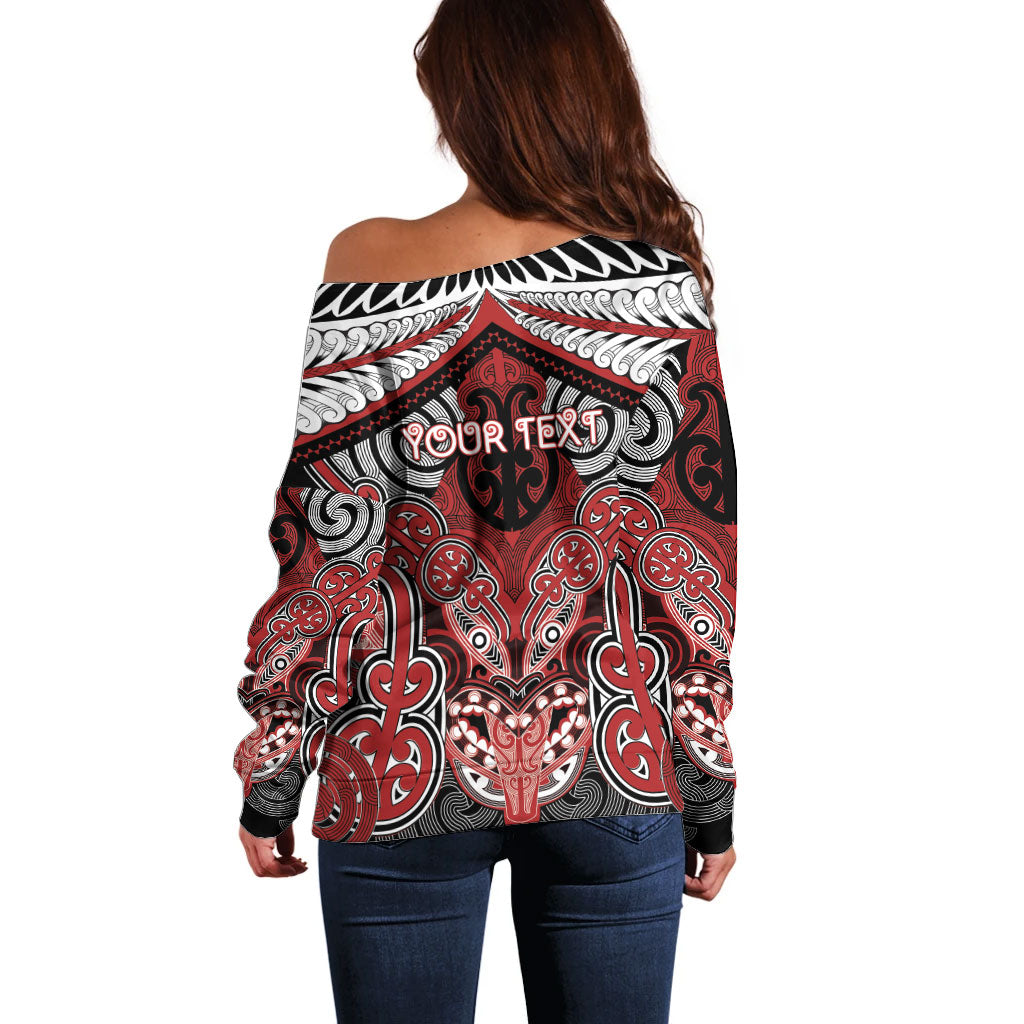 Aotearoa Iwi Te Ati Awa Personalised Off Shoulder Sweater Maori Kowhaiwhai Pattern
