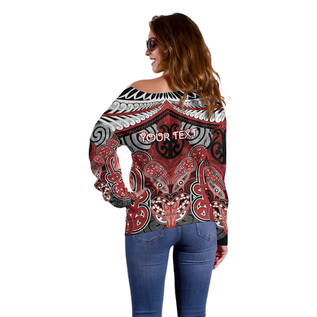 Aotearoa Iwi Te Ati Awa Personalised Off Shoulder Sweater Maori Kowhaiwhai Pattern