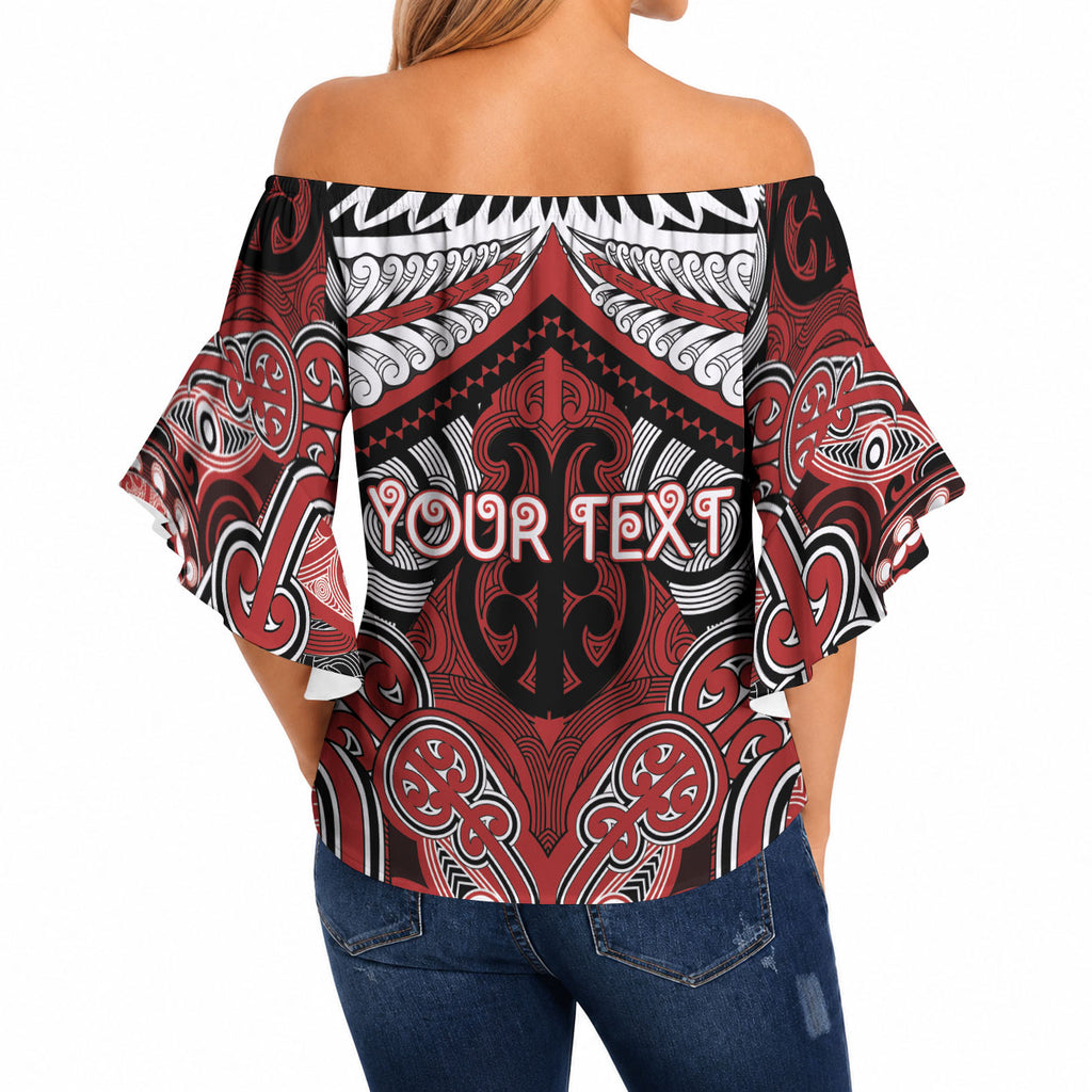 Aotearoa Iwi Te Ati Awa Personalised Off Shoulder Wrap Waist Top Maori Kowhaiwhai Pattern