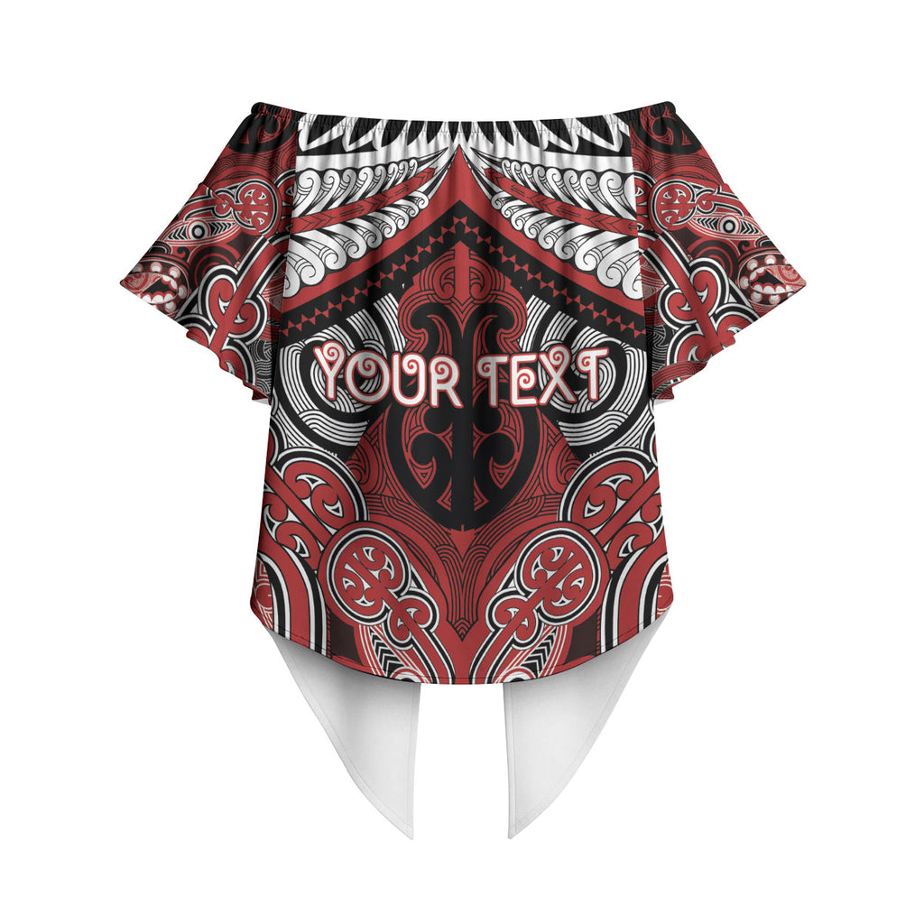 Aotearoa Iwi Te Ati Awa Personalised Off Shoulder Wrap Waist Top Maori Kowhaiwhai Pattern