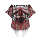 Aotearoa Iwi Te Ati Awa Personalised Off Shoulder Wrap Waist Top Maori Kowhaiwhai Pattern