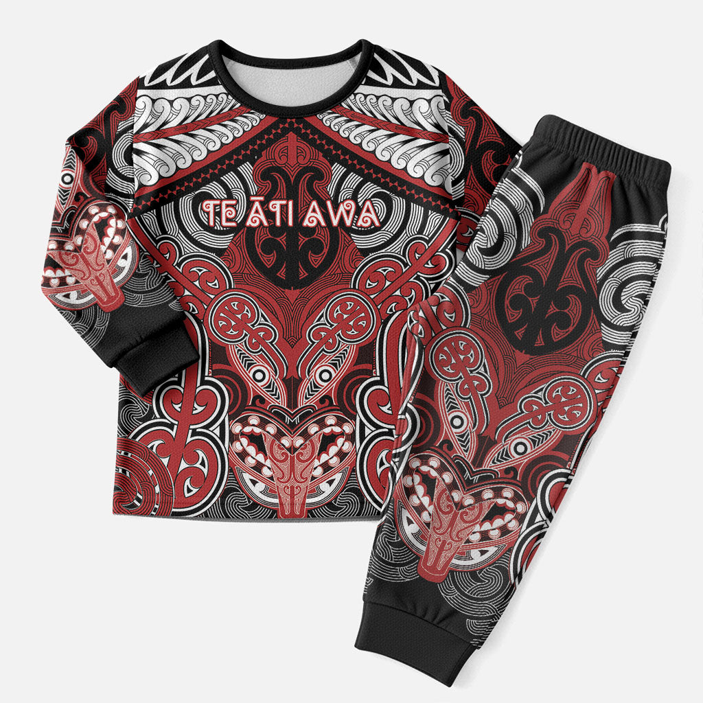 Aotearoa Iwi Te Ati Awa Personalised Christmas Pajama Set Maori Kowhaiwhai Pattern