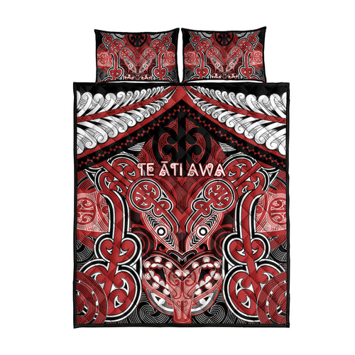 Aotearoa Iwi Te Ati Awa Quilt Bed Set Maori Kowhaiwhai Pattern
