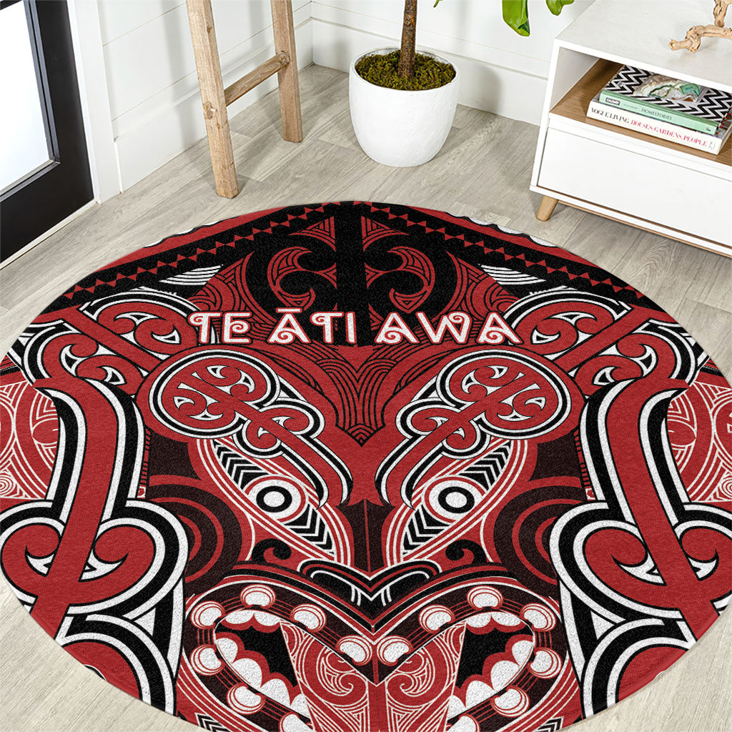 Aotearoa Iwi Te Ati Awa Round Carpet Maori Kowhaiwhai Pattern