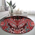 Aotearoa Iwi Te Ati Awa Round Carpet Maori Kowhaiwhai Pattern