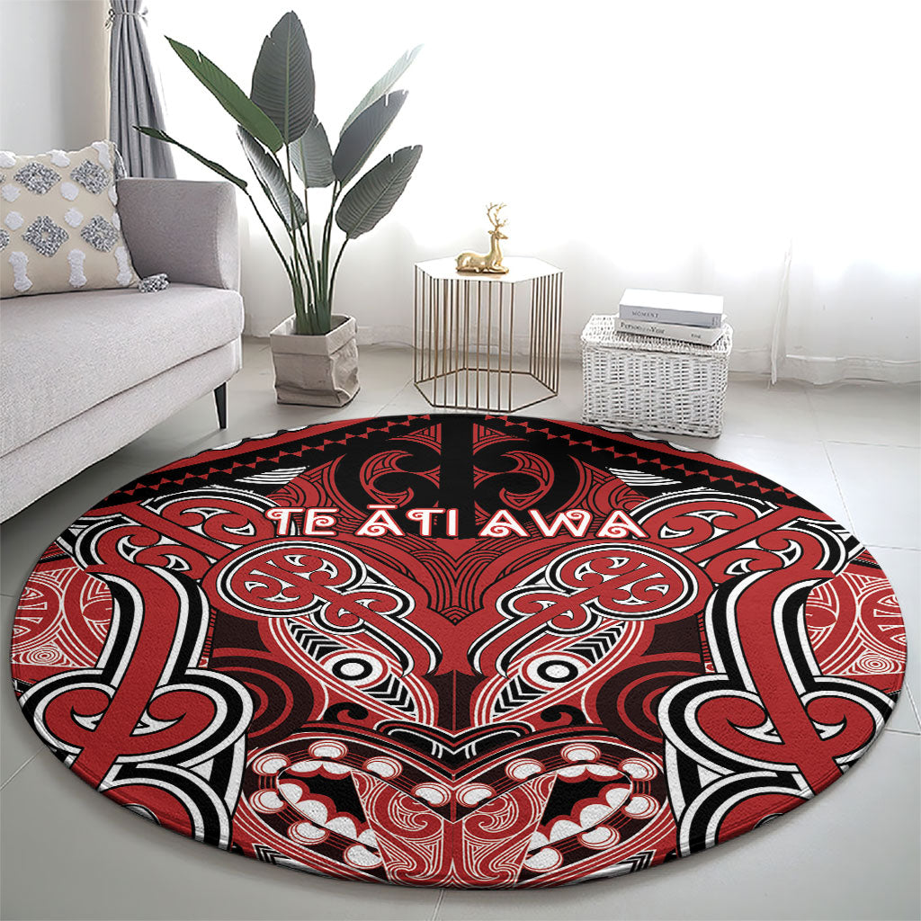 Aotearoa Iwi Te Ati Awa Round Carpet Maori Kowhaiwhai Pattern