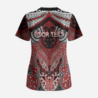 Aotearoa Iwi Te Ati Awa Personalised Scrub Top Maori Kowhaiwhai Pattern