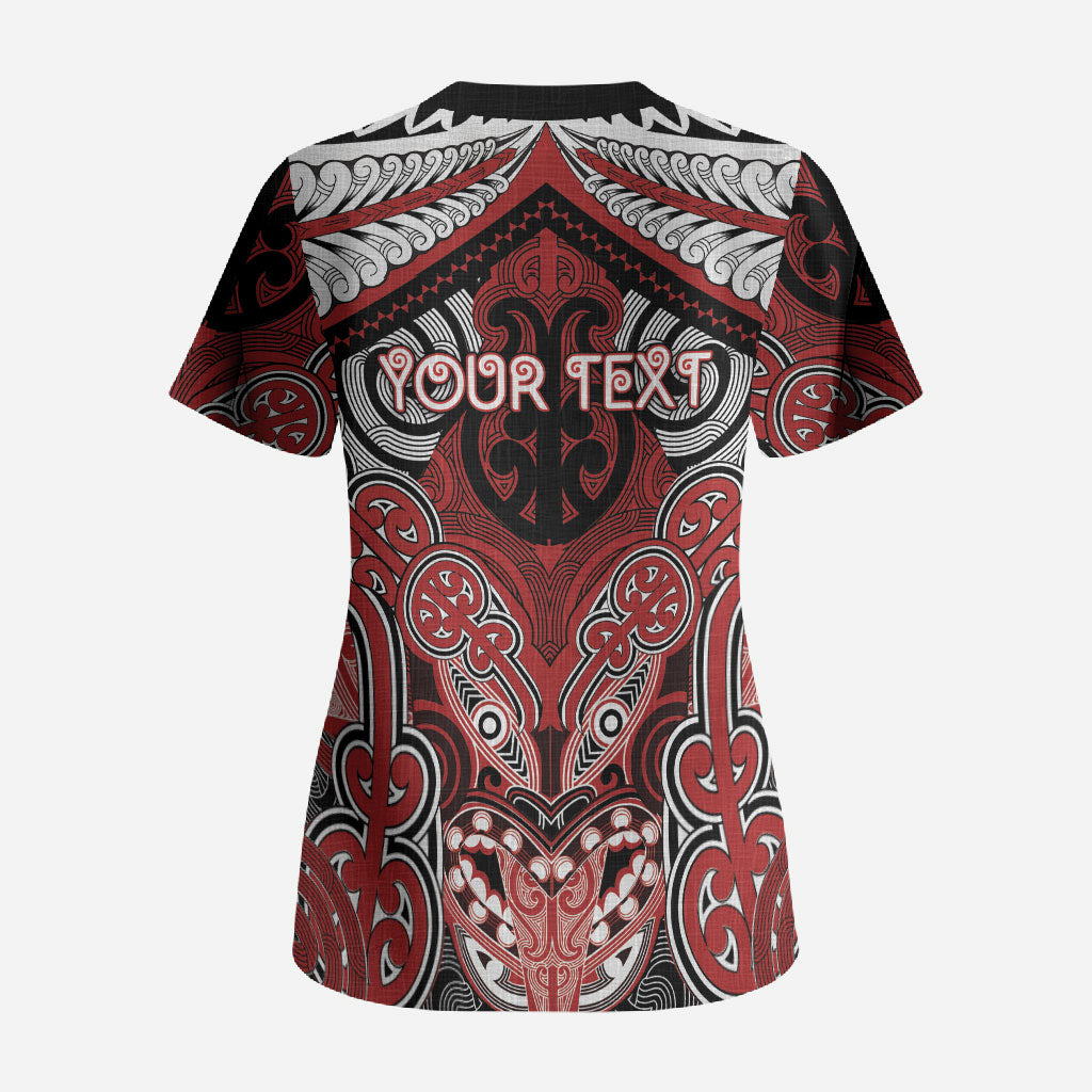 Aotearoa Iwi Te Ati Awa Personalised Scrub Top Maori Kowhaiwhai Pattern