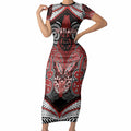 Aotearoa Iwi Te Ati Awa Personalised Short Sleeve Bodycon Dress Maori Kowhaiwhai Pattern