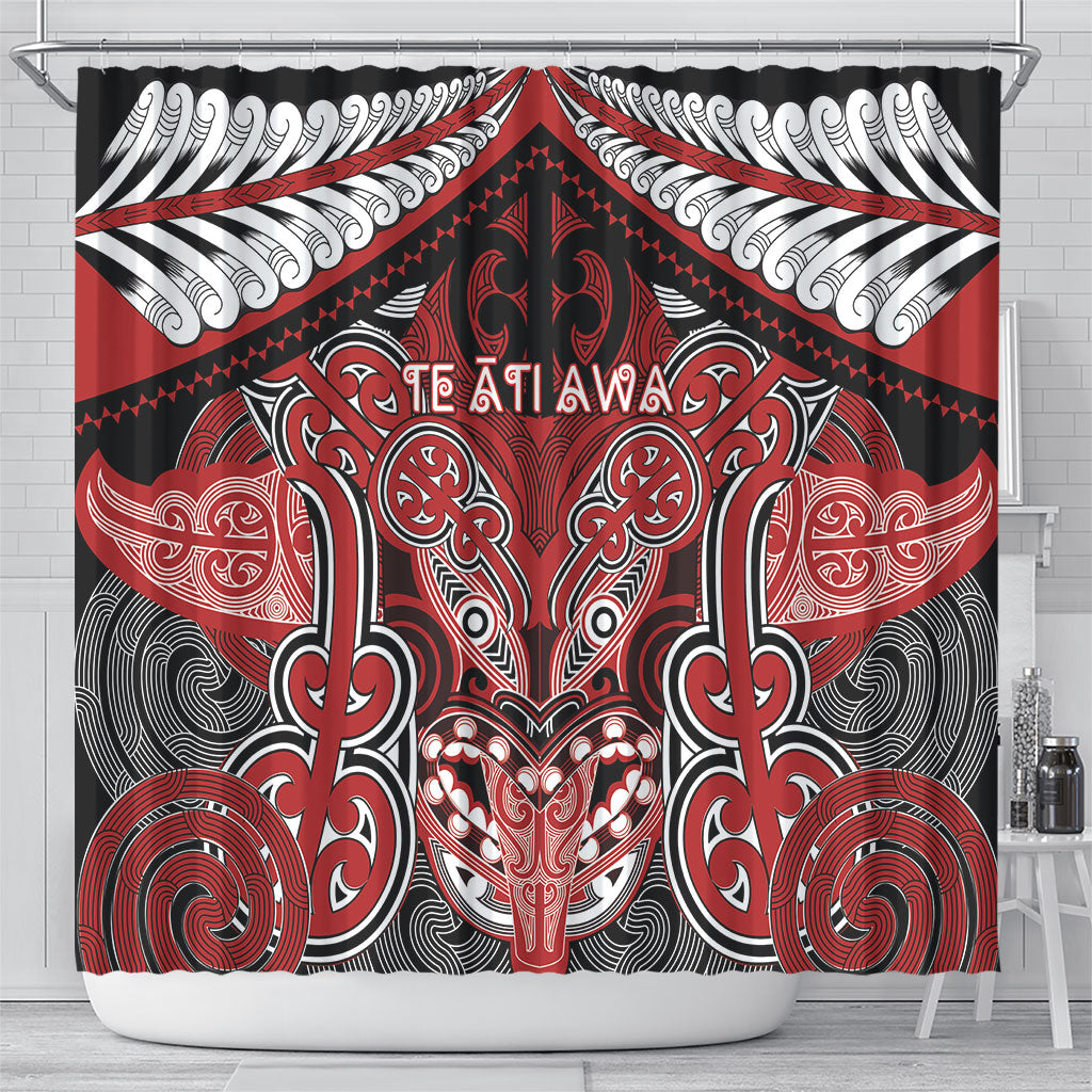 Aotearoa Iwi Te Ati Awa Shower Curtain Maori Kowhaiwhai Pattern