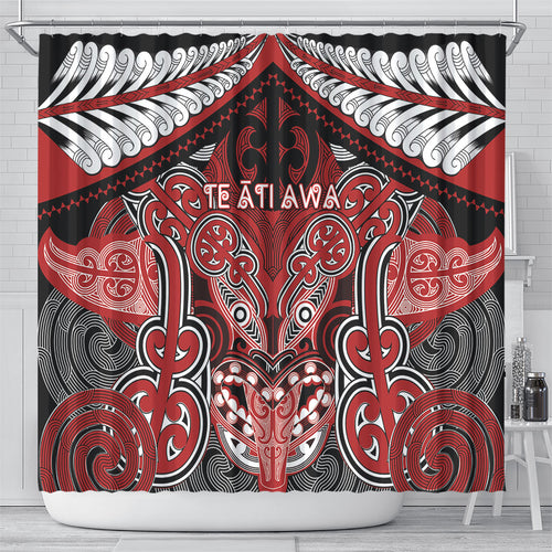 Aotearoa Iwi Te Ati Awa Shower Curtain Maori Kowhaiwhai Pattern