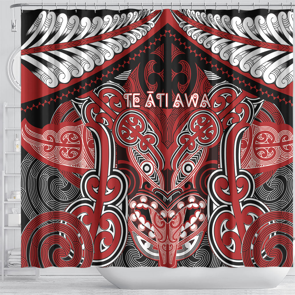 Aotearoa Iwi Te Ati Awa Shower Curtain Maori Kowhaiwhai Pattern