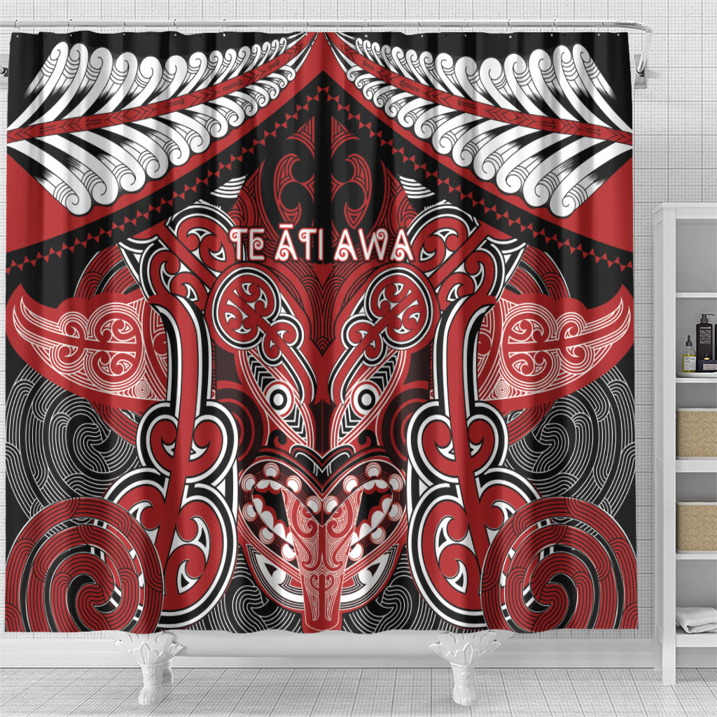 Aotearoa Iwi Te Ati Awa Shower Curtain Maori Kowhaiwhai Pattern