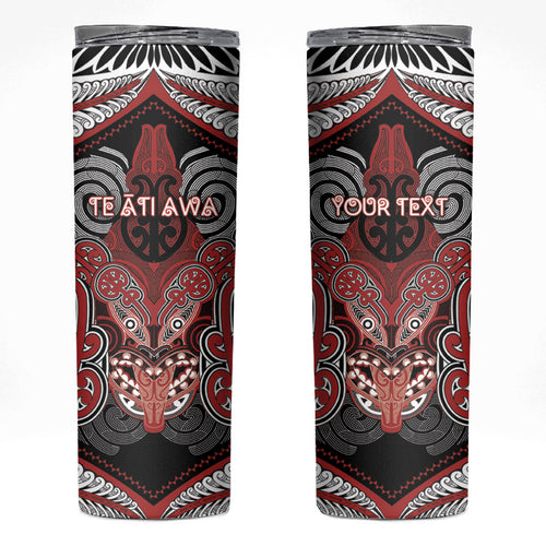 Aotearoa Iwi Te Ati Awa Personalised Skinny Tumbler Maori Kowhaiwhai Pattern