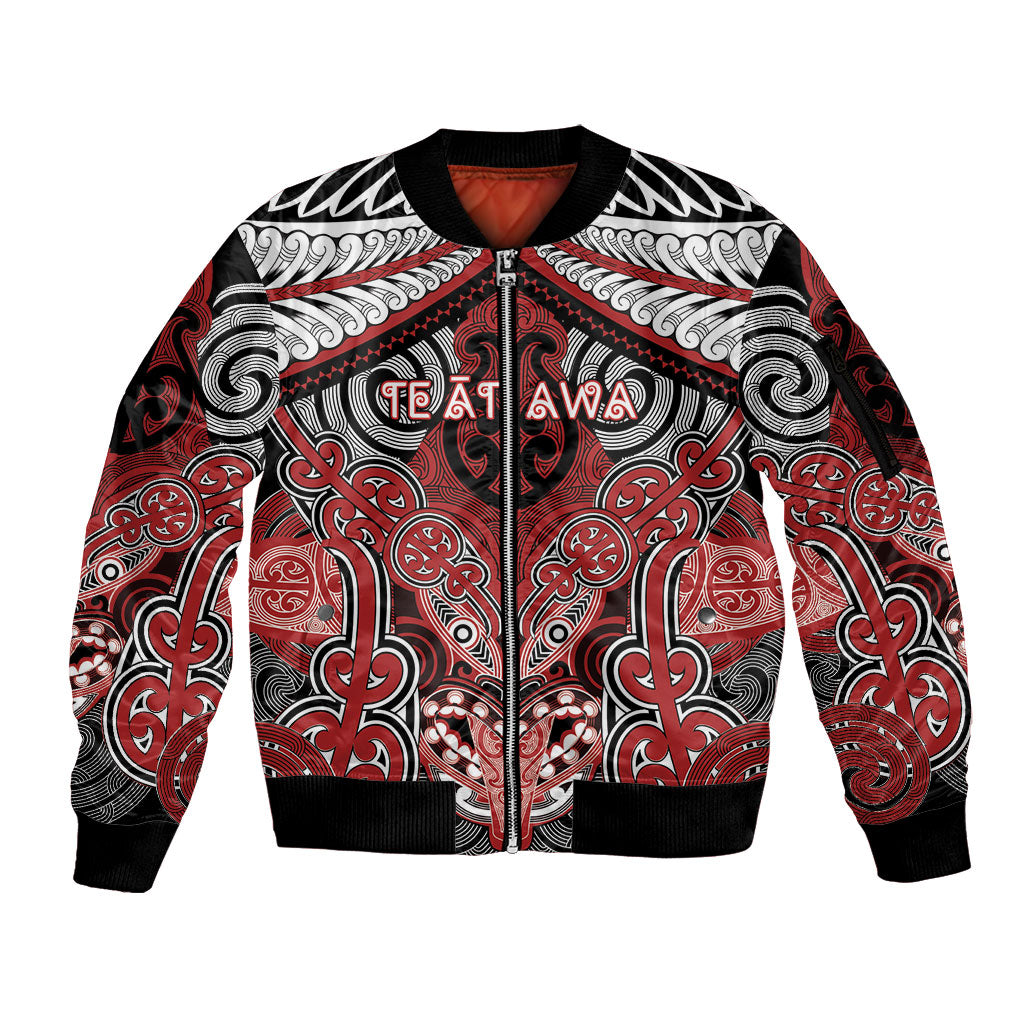 Aotearoa Iwi Te Ati Awa Personalised Sleeve Zip Bomber Jacket Maori Kowhaiwhai Pattern