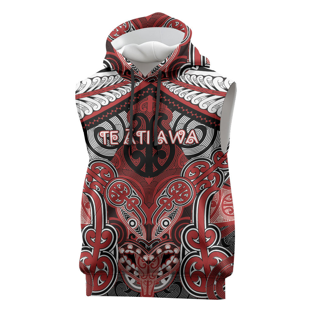 Aotearoa Iwi Te Ati Awa Personalised Sleeveless Hoodie Maori Kowhaiwhai Pattern