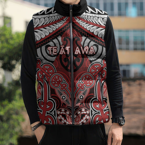 Aotearoa Iwi Te Ati Awa Personalised Sleeveless Puffer Jacket Maori Kowhaiwhai Pattern