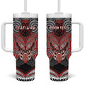 Aotearoa Iwi Te Ati Awa Personalised Tumbler With Handle Maori Kowhaiwhai Pattern