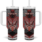 Aotearoa Iwi Te Ati Awa Personalised Tumbler With Handle Maori Kowhaiwhai Pattern