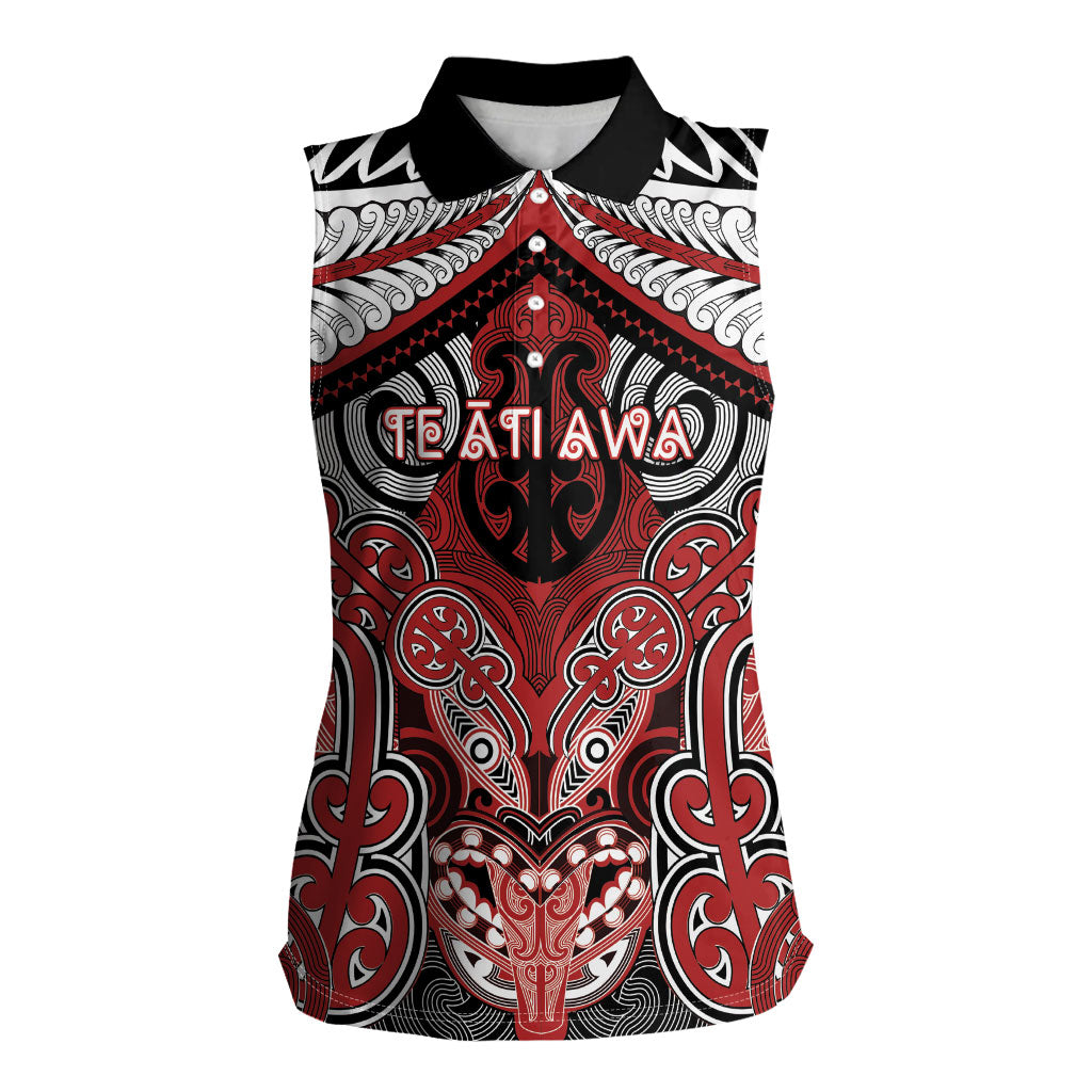 Aotearoa Iwi Te Ati Awa Personalised Women Sleeveless Polo Shirt Maori Kowhaiwhai Pattern