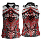 Aotearoa Iwi Te Ati Awa Personalised Women Sleeveless Polo Shirt Maori Kowhaiwhai Pattern