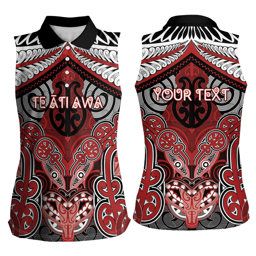 Aotearoa Iwi Te Ati Awa Personalised Women Sleeveless Polo Shirt Maori Kowhaiwhai Pattern
