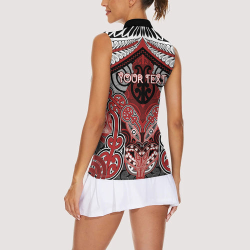 Aotearoa Iwi Te Ati Awa Personalised Women Sleeveless Polo Shirt Maori Kowhaiwhai Pattern