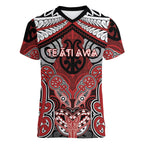 Aotearoa Iwi Te Ati Awa Personalised Women V-Neck T-Shirt Maori Kowhaiwhai Pattern