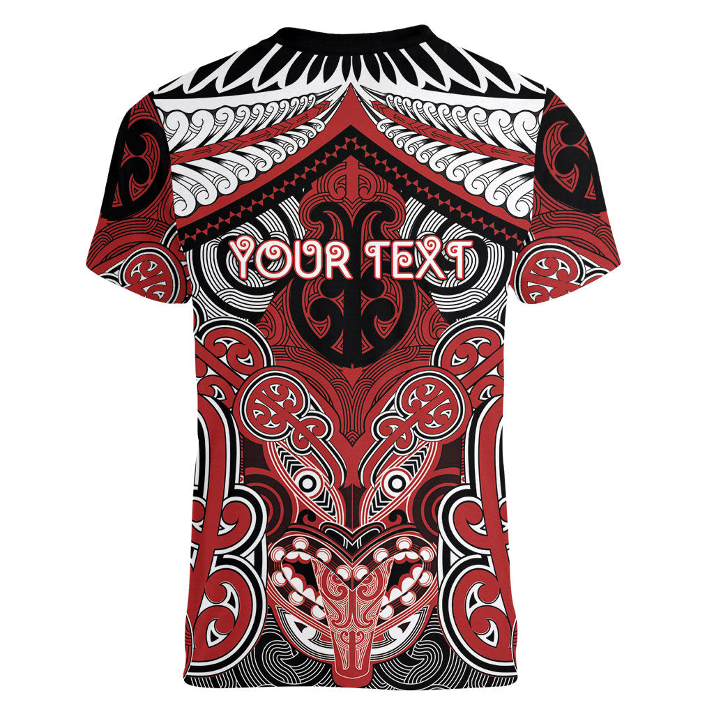 Aotearoa Iwi Te Ati Awa Personalised Women V-Neck T-Shirt Maori Kowhaiwhai Pattern