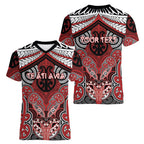 Aotearoa Iwi Te Ati Awa Personalised Women V-Neck T-Shirt Maori Kowhaiwhai Pattern