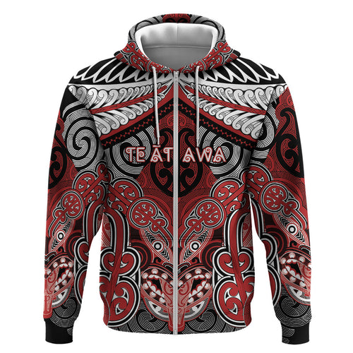 Aotearoa Iwi Te Ati Awa Personalised Zip Hoodie Maori Kowhaiwhai Pattern
