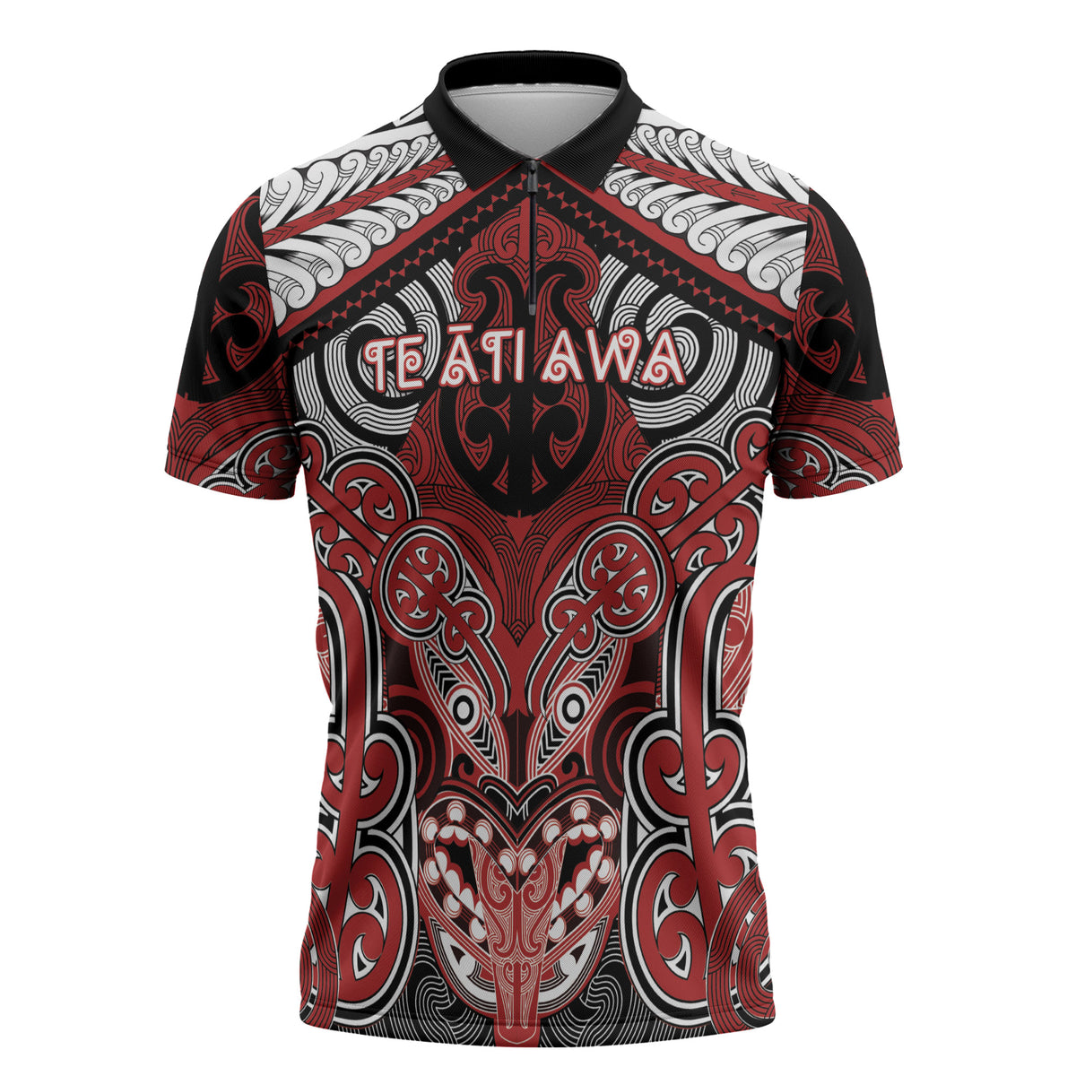 Aotearoa Iwi Te Ati Awa Personalised Zipper Polo Shirt Maori Kowhaiwhai Pattern