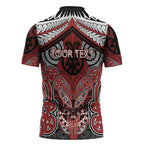Aotearoa Iwi Te Ati Awa Personalised Zipper Polo Shirt Maori Kowhaiwhai Pattern
