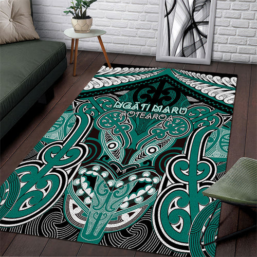 Aotearoa Iwi Ngati Maru Area Rug Maori Kowhaiwhai Pattern