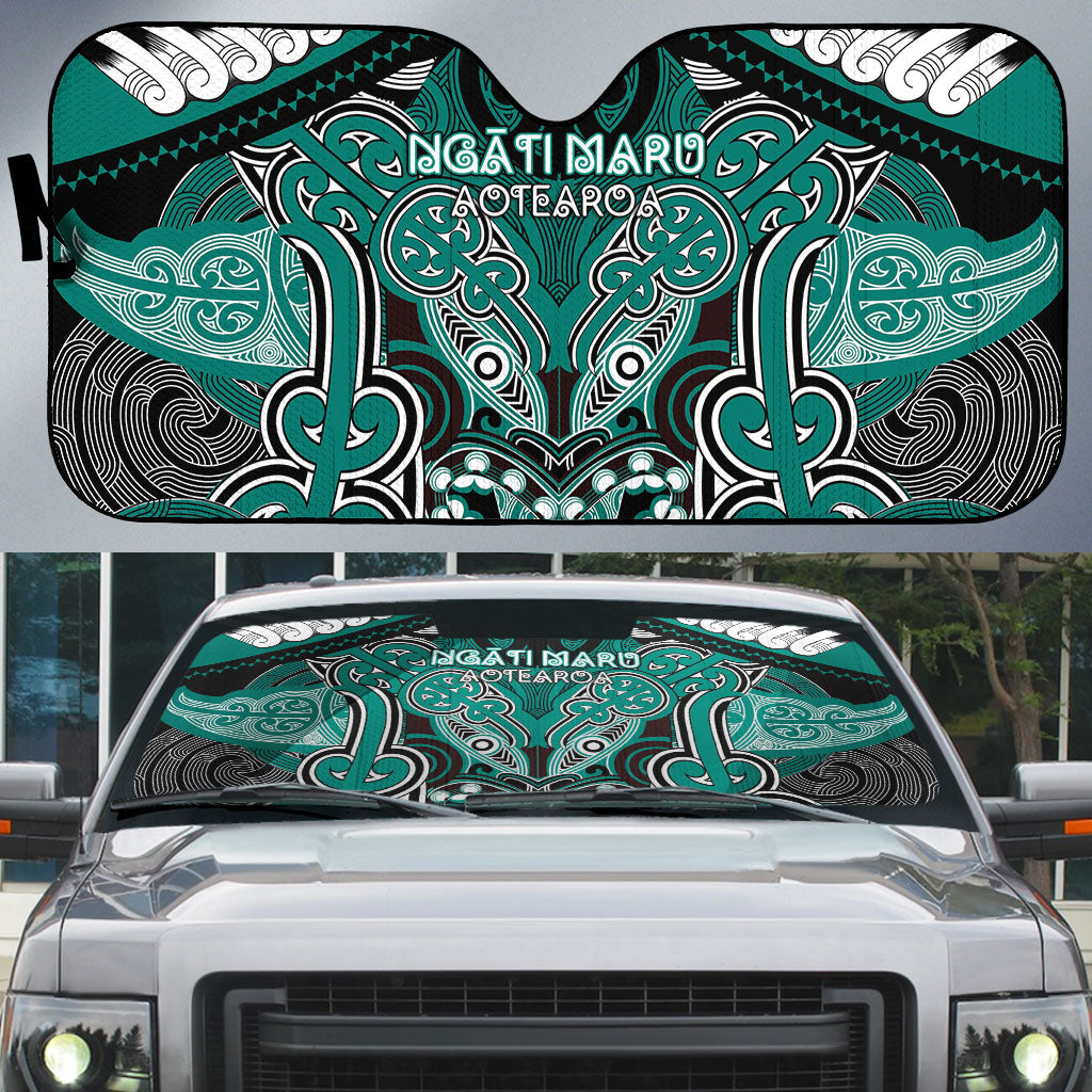 Aotearoa Iwi Ngati Maru Auto Sun Shade Maori Kowhaiwhai Pattern