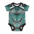 Aotearoa Iwi Ngati Maru Personalised Baby Onesie Maori Kowhaiwhai Pattern