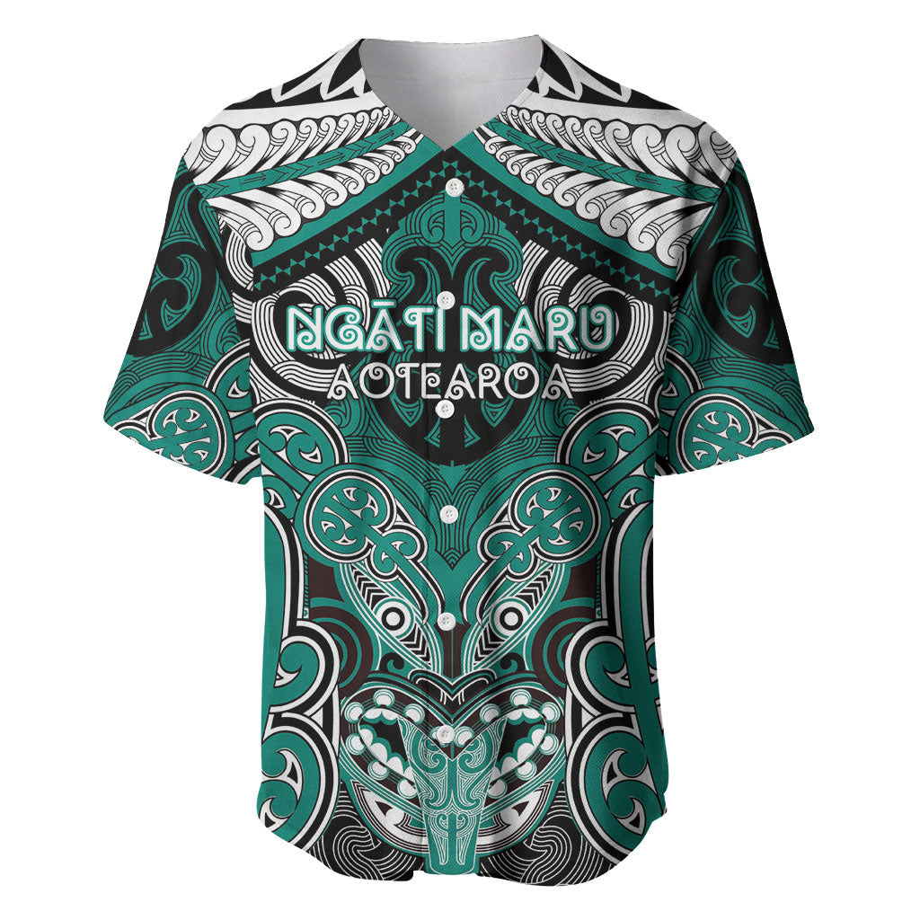 Aotearoa Iwi Ngati Maru Personalised Baseball Jersey Maori Kowhaiwhai Pattern