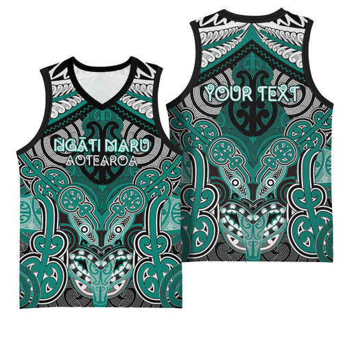 Aotearoa Iwi Ngati Maru Personalised Basketball Jersey Maori Kowhaiwhai Pattern