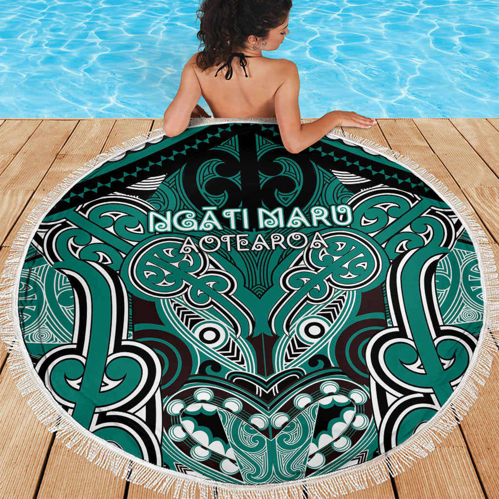 Aotearoa Iwi Ngati Maru Beach Blanket Maori Kowhaiwhai Pattern
