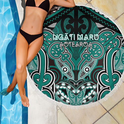 Aotearoa Iwi Ngati Maru Beach Blanket Maori Kowhaiwhai Pattern