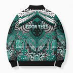 Aotearoa Iwi Ngati Maru Personalised Bomber Puffer Jacket Maori Kowhaiwhai Pattern