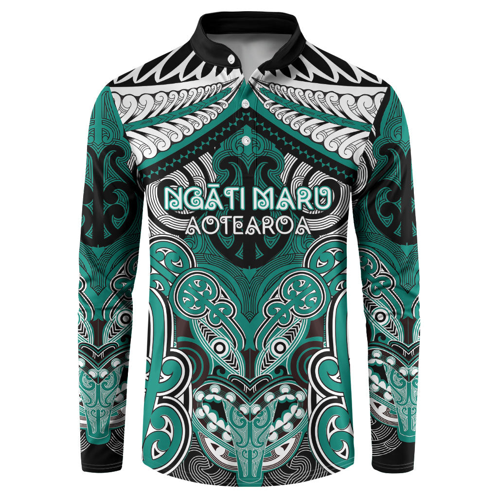 Aotearoa Iwi Ngati Maru Personalised Button Sweatshirt Maori Kowhaiwhai Pattern