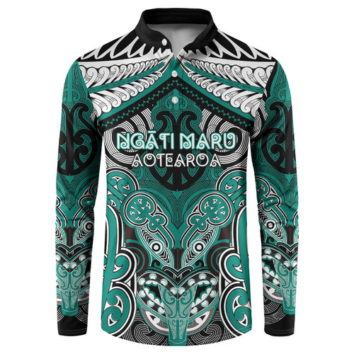 Aotearoa Iwi Ngati Maru Personalised Button Sweatshirt Maori Kowhaiwhai Pattern