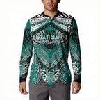 Aotearoa Iwi Ngati Maru Personalised Button Sweatshirt Maori Kowhaiwhai Pattern